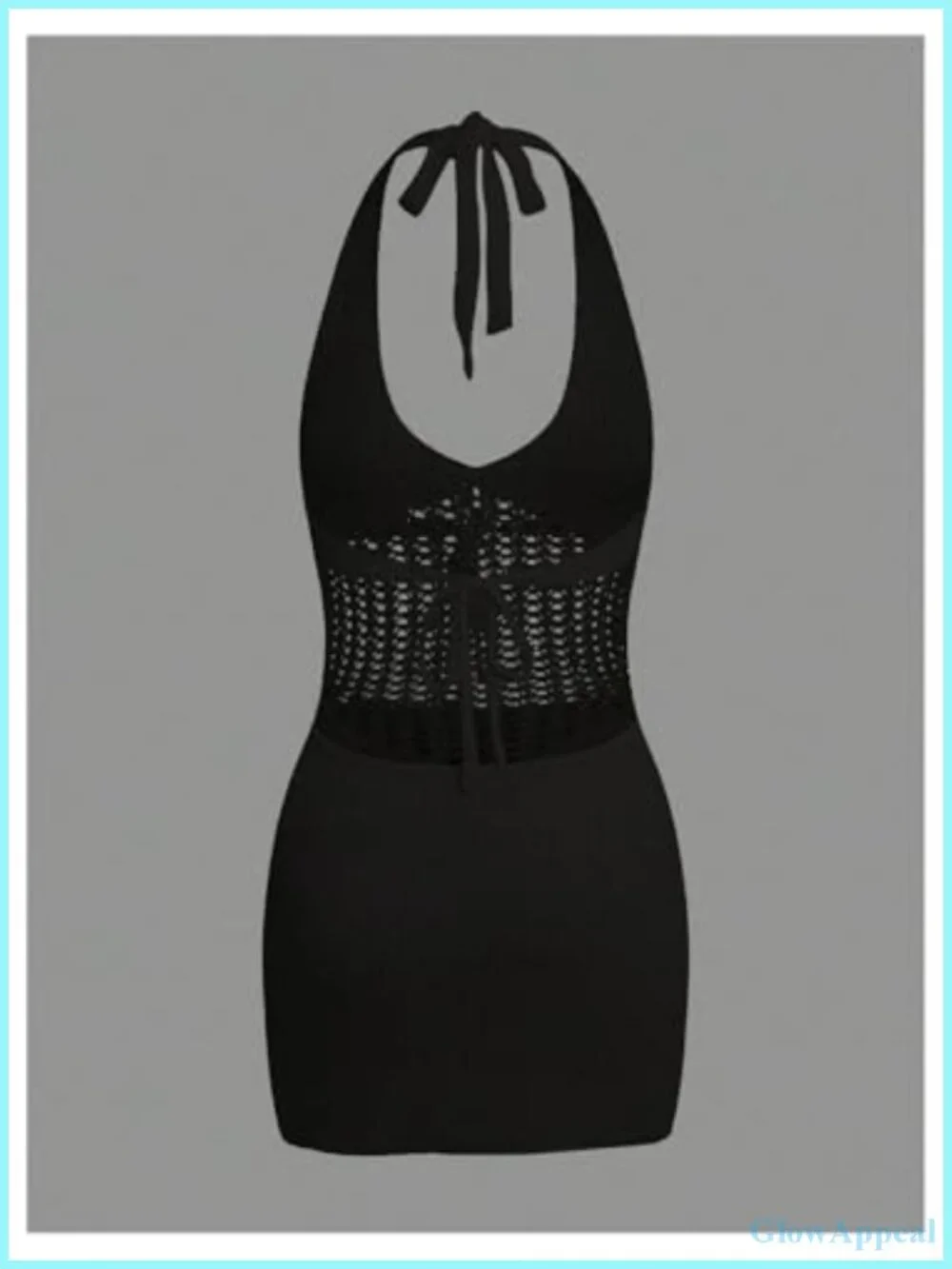 Crochet Beach Cover Up Dress Hollow Back Halter Tie Swimsuit Coverup